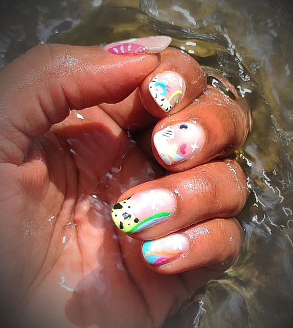 semi permanent ongles naturels avec nail art personnalisé